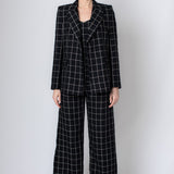 Pantalon à carreaux noir Selena