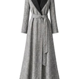Palma Coat Maxi Black Check Linen
