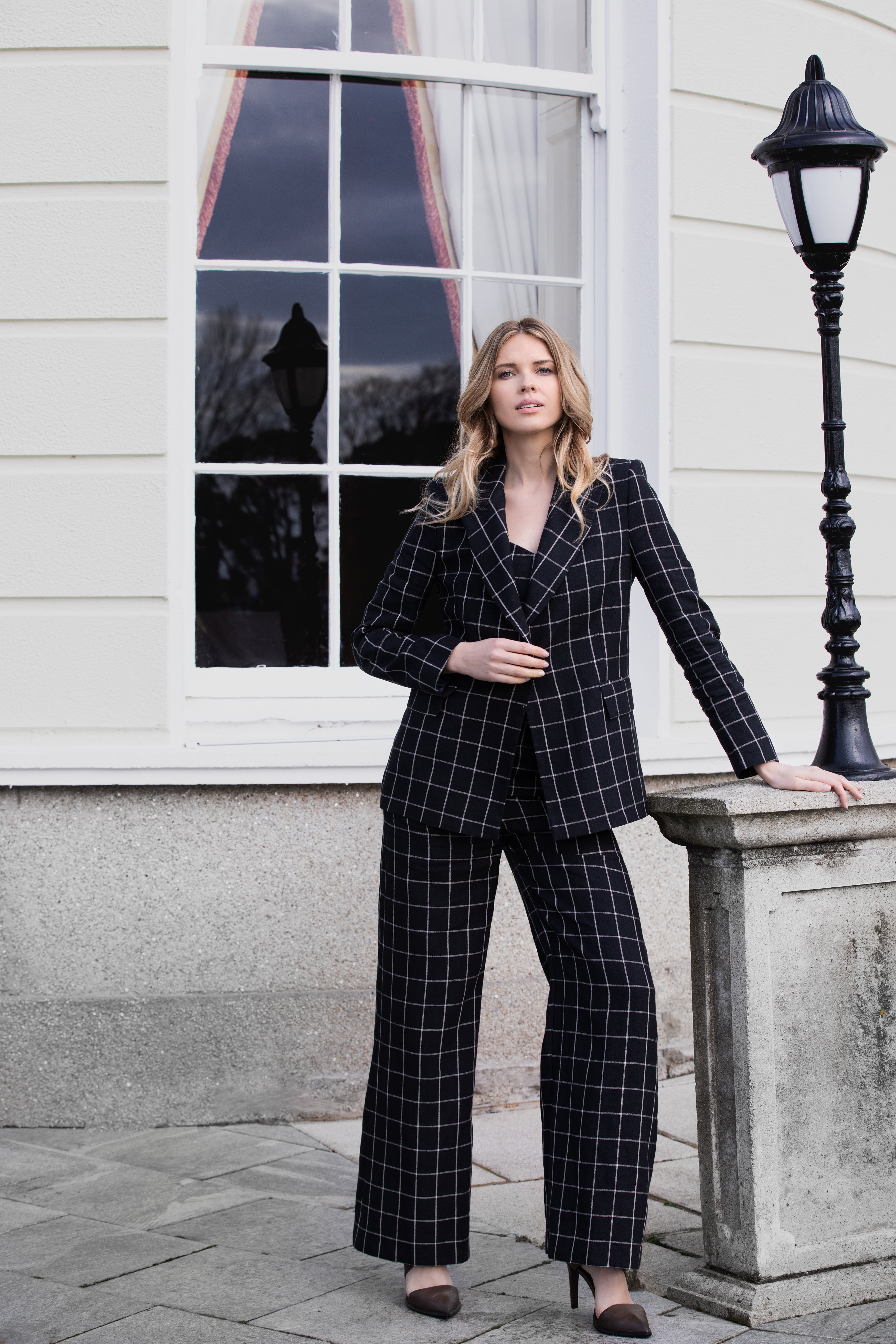 Selena Black Check Pants