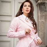 Palma Coat Pink Check Linen