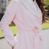 Palma Coat Pink Check Linen