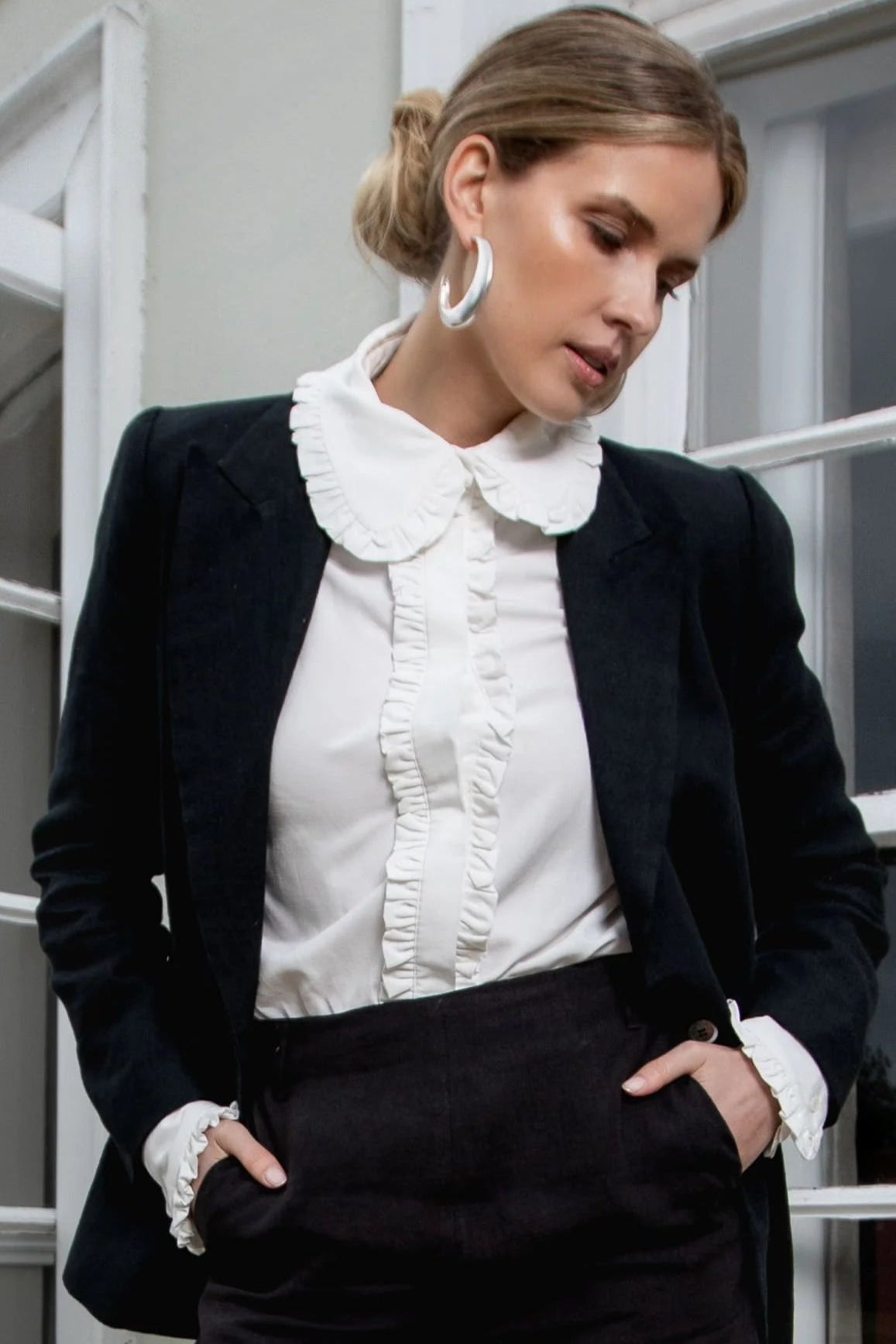 Alcudia Off White Ruffled Blouse