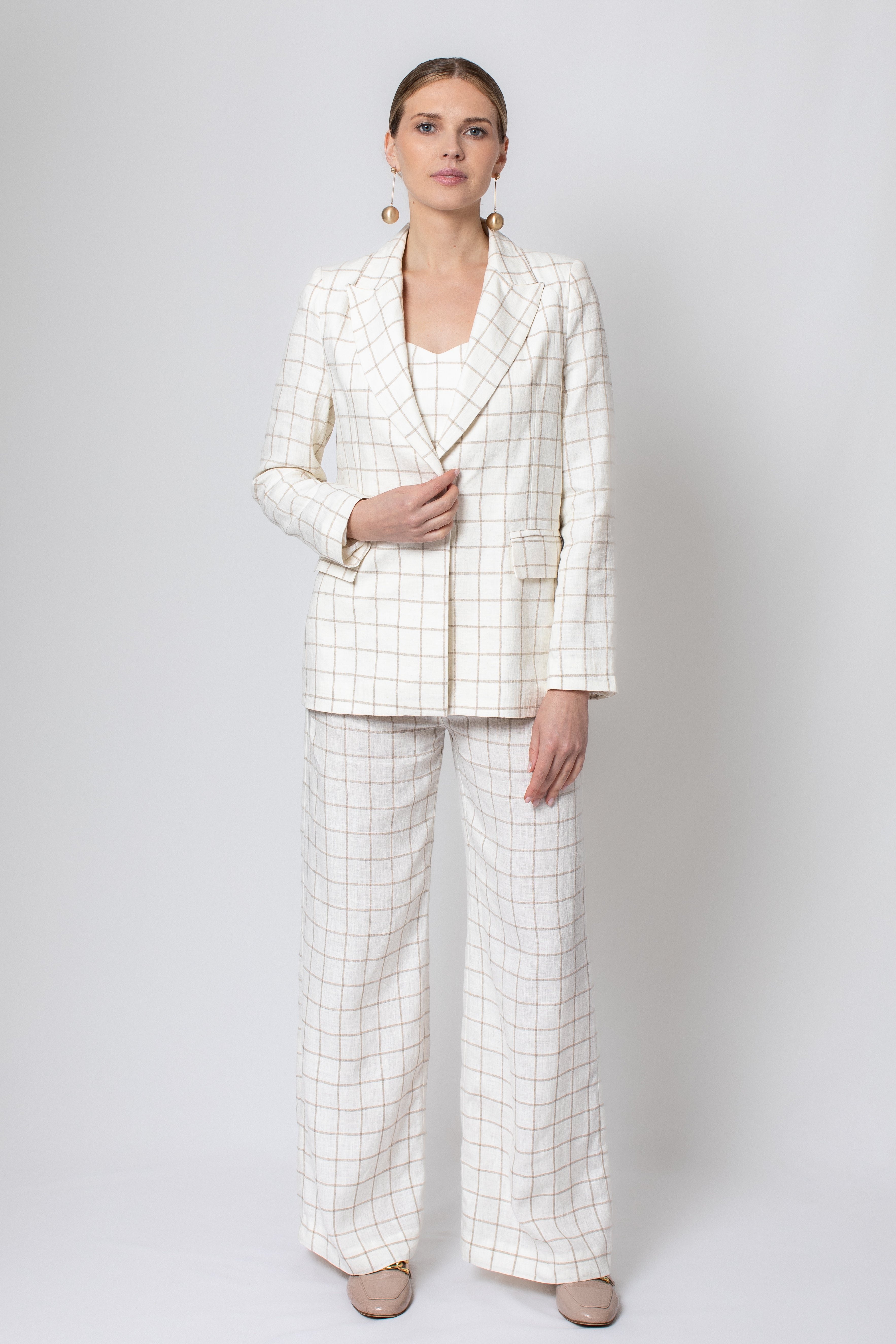 Blazer de cuadros en blanco roto Gale