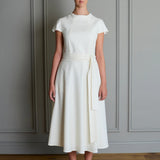 Kate Dress in Off-White Merino Wool